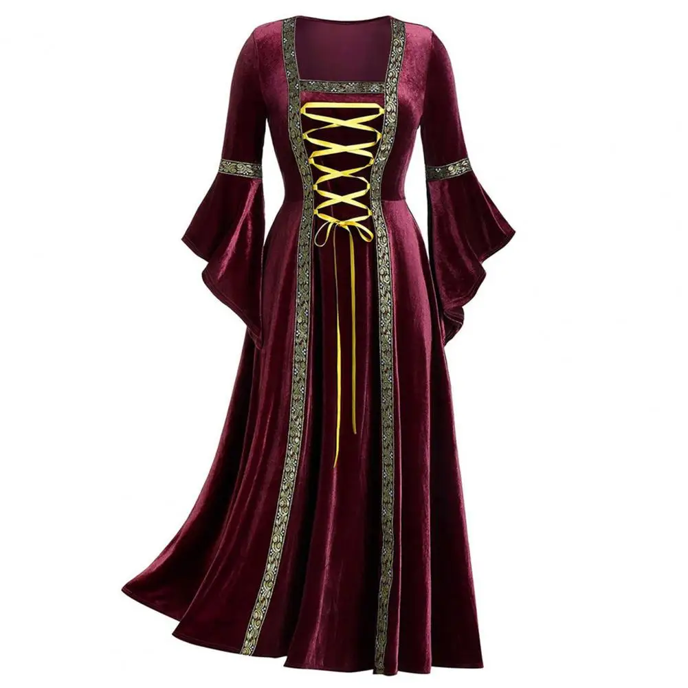 Women Abaya Medieval Dress Square Collar 3/4 Flare Sleeve Embroidery Large Hem Gothic Punk Style Cosplay Retro Halloween Dress
Women Abaya Medieval Dress Square Collar 3/4 Flare Sleeve Embroidery Large Hem Gothic Punk Style Cosplay Retro Halloween Dress
