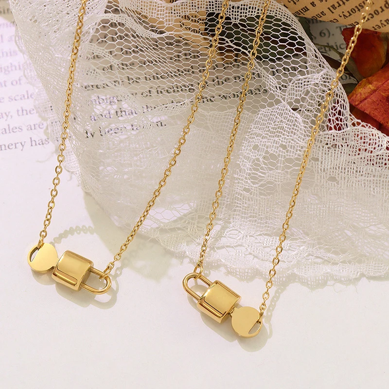 Stainless Steel Lock Key Chains Pendant Plated Gold Gift Chokers Necklace For Women Accessories Wholesale Western Jewelry Trendy
Stainless Steel Lock Key Chains Pendant Plated Gold Gift Chokers Necklace For Women Accessories Wholesale Western Jewelry Trendy