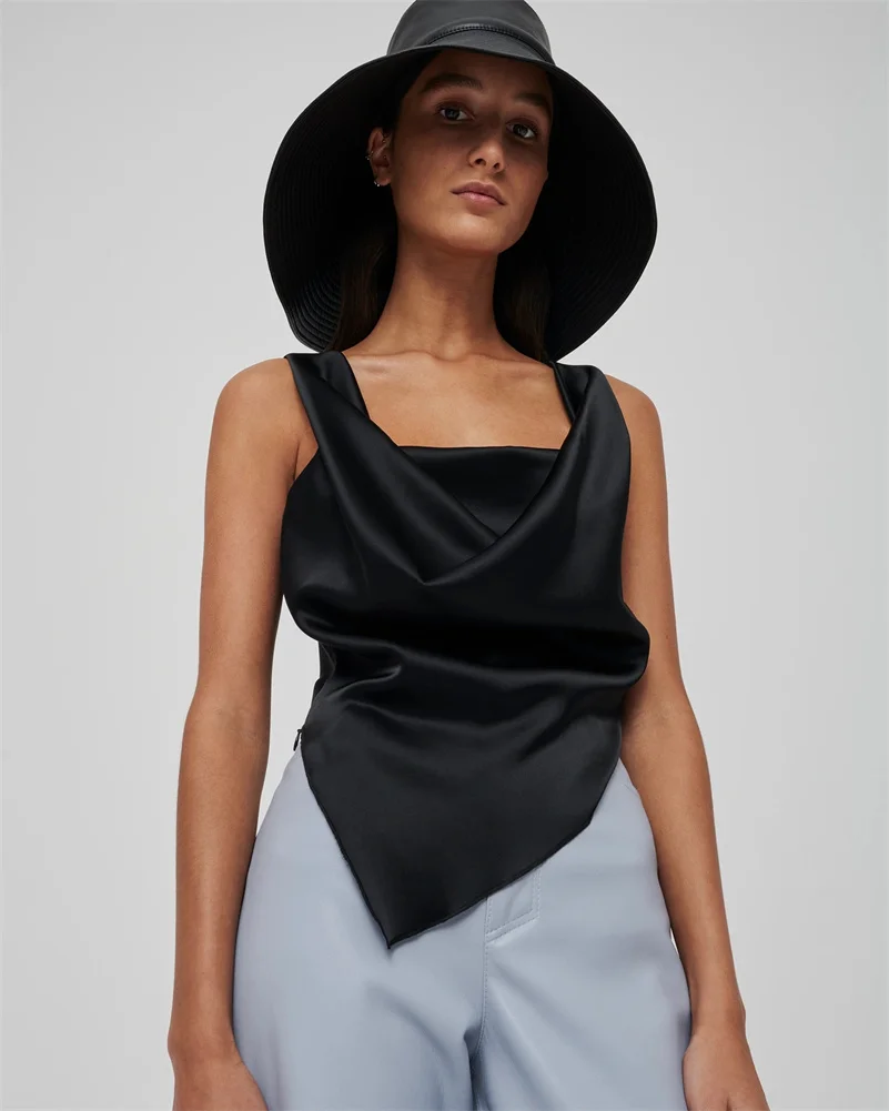 High Fashion Asymmetrical Women's Folds Tank Tops 2022 Summer Stylish Women Solid Casual Satin Crop Tops Y2K Clothes
High Fashion Asymmetrical Women's Folds Tank Tops 2022 Summer Stylish Women Solid Casual Satin Crop Tops Y2K Clothes