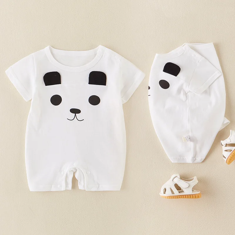 

Baby Onesie Female Summer Newborn Short Sleeve Thin Style Bag Fart Crawling Suit 0-12 Months Baby Crawling Suit Ha Clothes