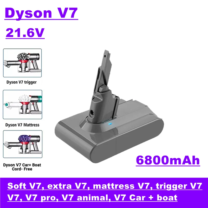 Перезаряжаемая батарея для пылесоса V7, 21,6 в, 6800 мА · ч, для Dyson серии V7 Moelleux, V7 pro, V7 animal, V7 void + bateau и т. Д.
Перезаряжаемая батарея для пылесоса V7, 21,6 в, 6800 мА · ч, для Dyson серии V7 Moelleux, V7 pro, V7 animal, V7 void + bateau и т. Д.