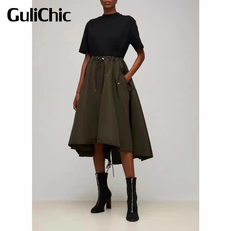 4,13 г., GuliChic, имитация двух частей, стоячий воротник, короткий рукав, вышивка, буквы, пэчворк, кулиска, оборки, платье для женщин
4,13 г., GuliChic, имитация двух частей, стоячий воротник, короткий рукав, вышивка, буквы, пэчворк, кулиска, оборки, платье для женщин