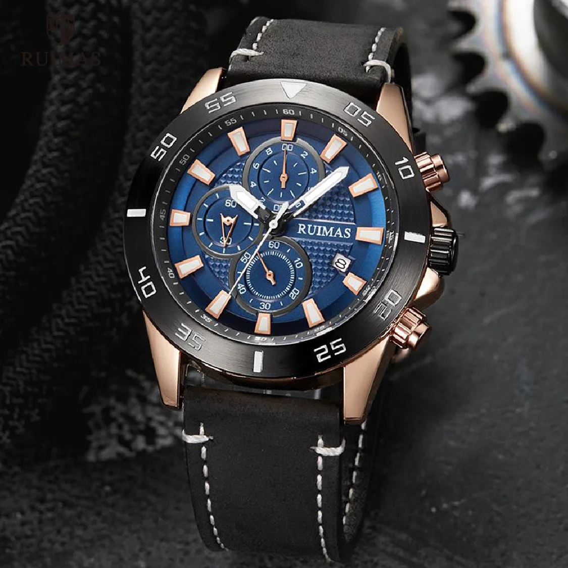 RUIMAS Chronograph Watches Men Luxury Top Brand Quartz Watch Man Army Leather Strap Waterproof Wristwatch Relogios Masculino 572
RUIMAS Chronograph Watches Men Luxury Top Brand Quartz Watch Man Army Leather Strap Waterproof Wristwatch Relogios Masculino 572