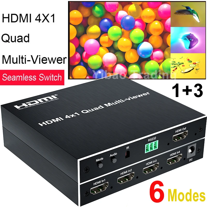 HDMI Quad Multi-viewer 4x1 HDMI Multiviewer 4 Channel Screen Segmentation Video Multiplexer 2x2 1+3 Dual Screen Seamless Switch
HDMI Quad Multi-viewer 4x1 HDMI Multiviewer 4 Channel Screen Segmentation Video Multiplexer 2x2 1+3 Dual Screen Seamless Switch