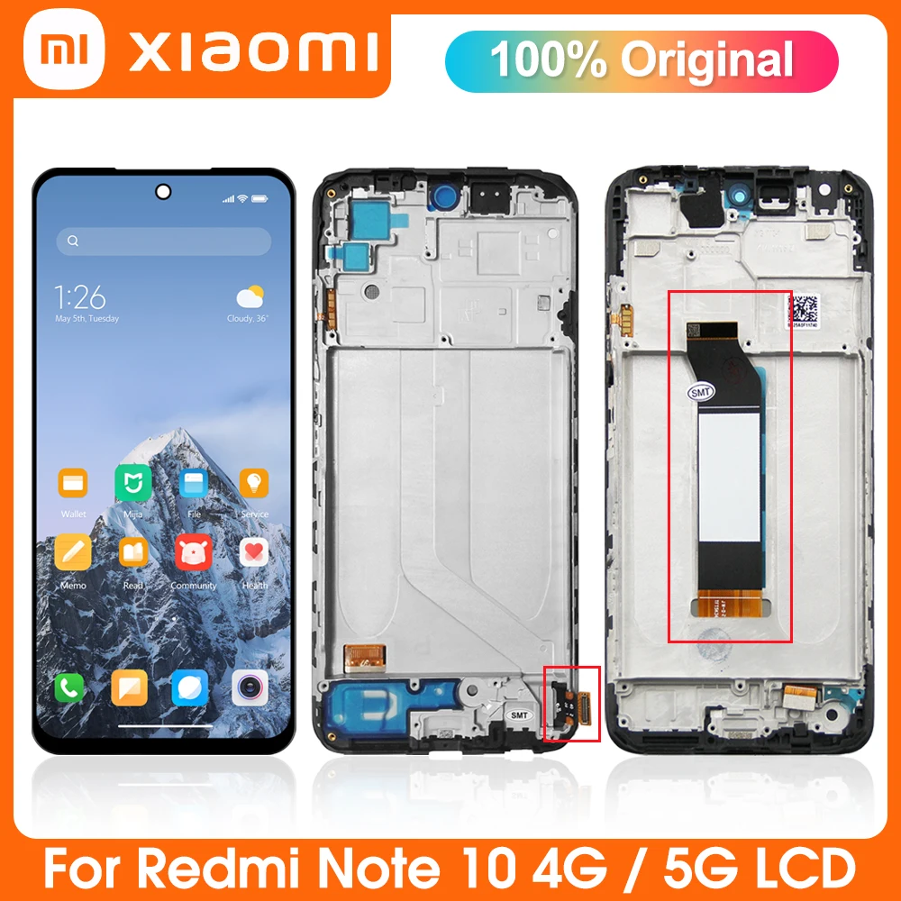 

Оригинальный ЖК-дисплей Xiaomi Redmi Note 10 5G, сенсорный экран с цифровым преобразователем в сборе для Redmi Note10 5G M2103K19G, M2103K19C LCD