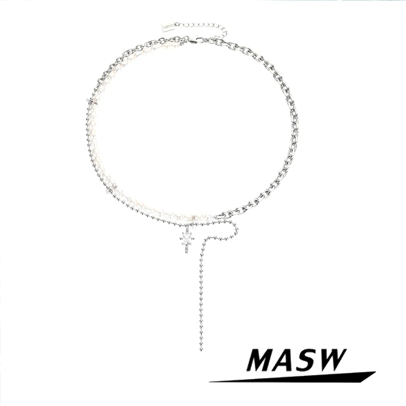 MASW Original Design Natural Freshwater Pearl Necklace Cool Style High Quality Copper Two Layer Chain Necklace For Womne Jewelry
MASW Original Design Natural Freshwater Pearl Necklace Cool Style High Quality Copper Two Layer Chain Necklace For Womne Jewelry