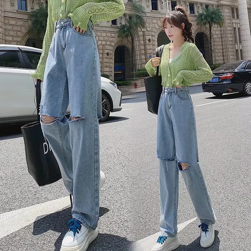 ins trend Japanese wind hole jeans women's spring and autumn new high-waisted slim straight-leg pants loose wide-leg pants
ins trend Japanese wind hole jeans women's spring and autumn new high-waisted slim straight-leg pants loose wide-leg pants