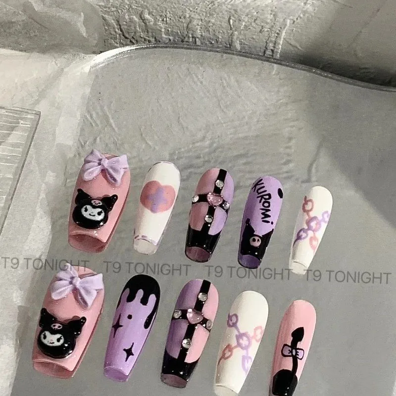 Anime Sanrio Kuromi Y2K Hot Girl Hand Painted Fake Nail Stickers Summer Girl Heart Purple Temperament Reusable Nail Stickers
Anime Sanrio Kuromi Y2K Hot Girl Hand Painted Fake Nail Stickers Summer Girl Heart Purple Temperament Reusable Nail Stickers