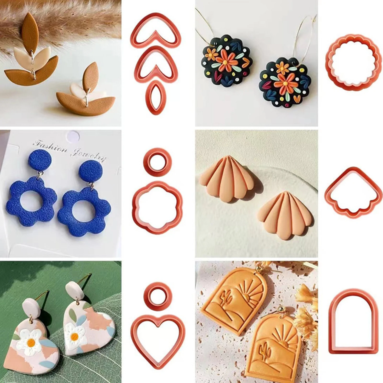 

24/142pcs Polymer Clay Cutters Set 24 Shapes Plastic Clay Cutter Set Jewelry Mold Earring Making Accessories Kids DIY Clay Tools