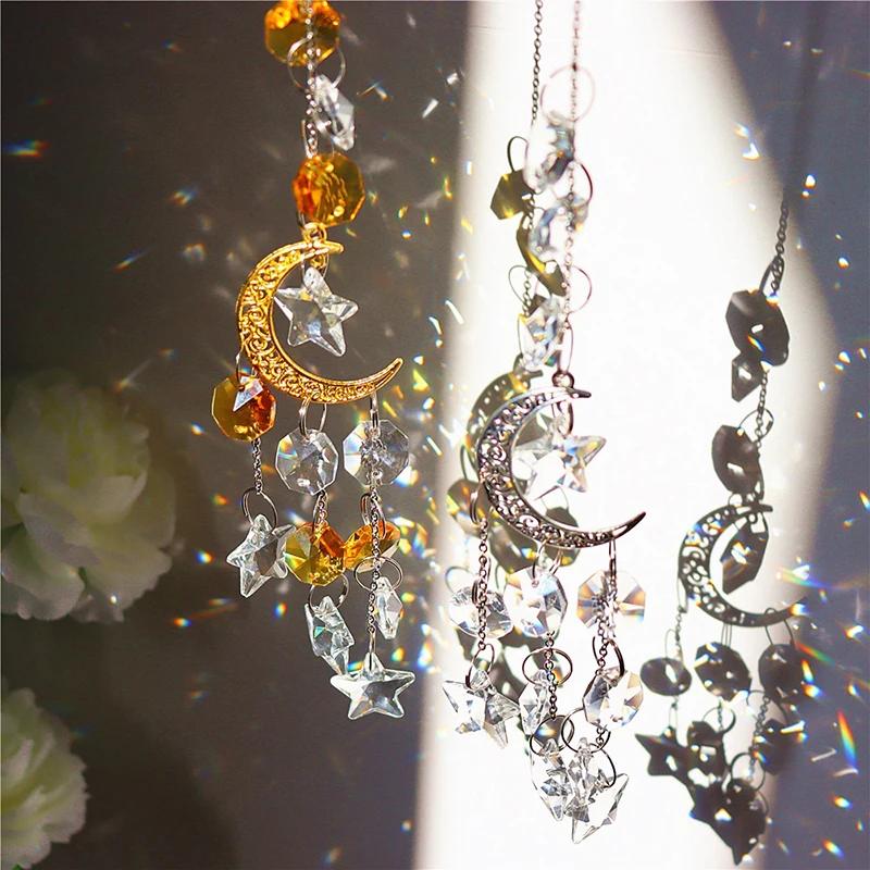 Crystal Suncatcher Moon Star Catcher Wind Chimes Window Hanging Drop Pendants Rainbow Prism Car Charming Garden Decoration
Crystal Suncatcher Moon Star Catcher Wind Chimes Window Hanging Drop Pendants Rainbow Prism Car Charming Garden Decoration