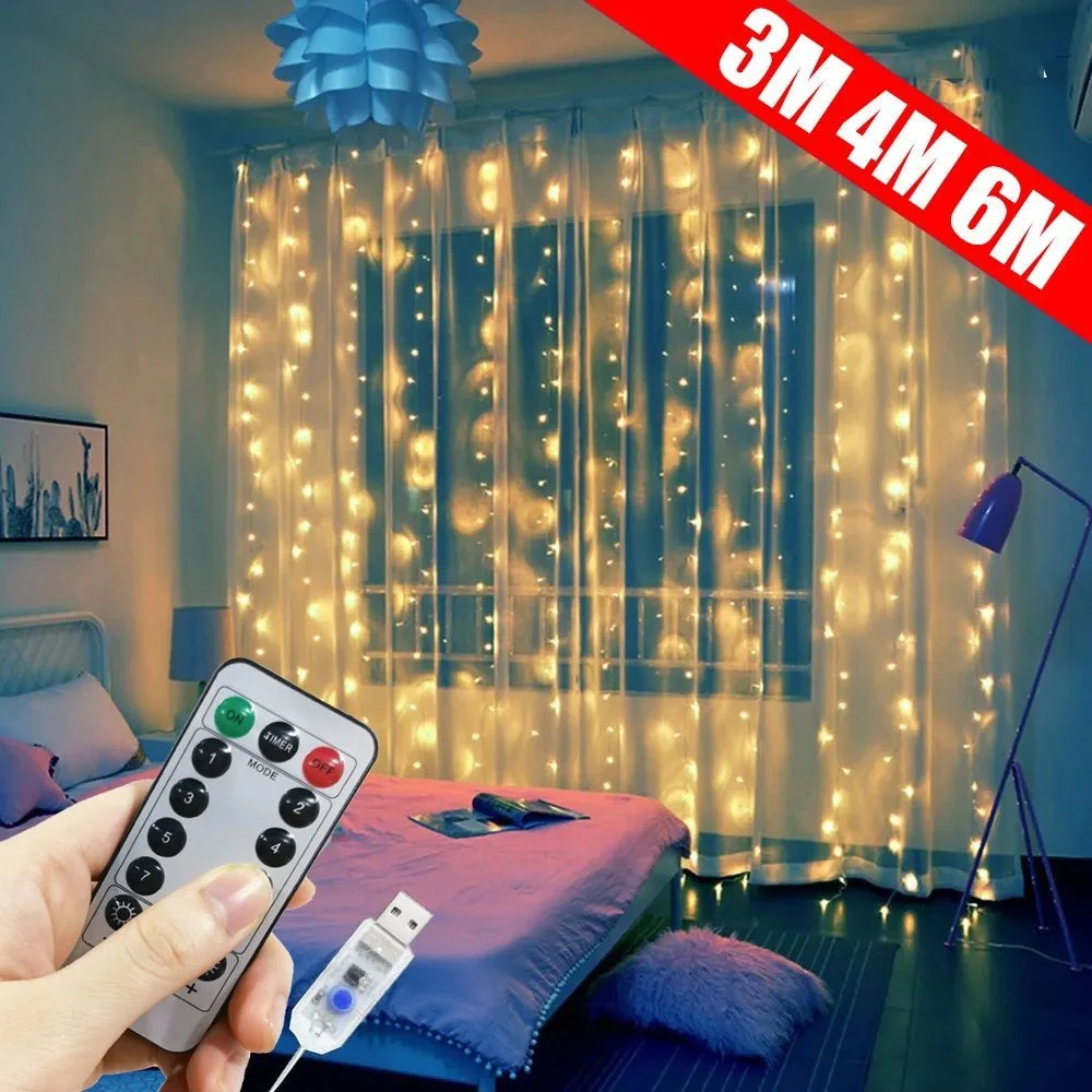 6M/4M LED Curtain Garland on Window USB String Lights Fairy Festoon Remote Control Christmas Wedding Decorations for Home Room
6M/4M LED Curtain Garland on Window USB String Lights Fairy Festoon Remote Control Christmas Wedding Decorations for Home Room