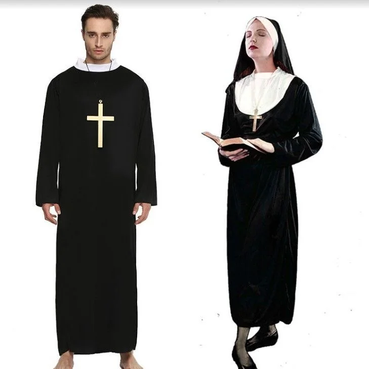 Halloween cosplay Nun dress adult male pastor costume Gladiator priest performance costume missionary crucifix cosplay costume
Halloween cosplay Nun dress adult male pastor costume Gladiator priest performance costume missionary crucifix cosplay costume