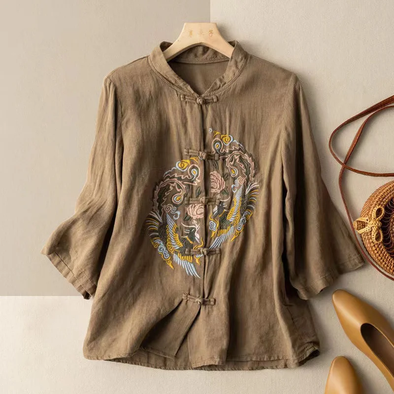 Chinese Traditional Women's Fashion Fashion Tops Embroidered Cotton And Linen Shirts
Chinese Traditional Women's Fashion Fashion Tops Embroidered Cotton And Linen Shirts