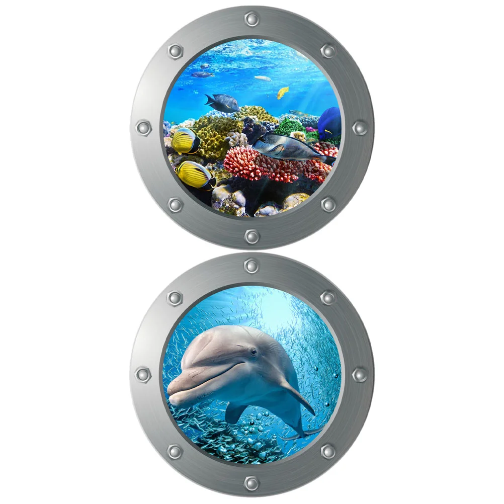 

Animal Decor 3d Wall Sticker Sea Life Stickers Kids Bathroom Decor Murals Bedroom Porthole The Decals Ocean Dolphin