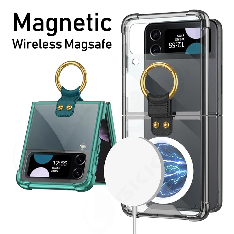 GKK Armor Airbag Finger Ring Holder Transparent Case For Samsung Galaxy Z Flip 4 Wireless Charging Cover For Magsafe ZFlip4 
GKK Armor Airbag Finger Ring Holder Transparent Case For Samsung Galaxy Z Flip 4 Wireless Charging Cover For Magsafe ZFlip4