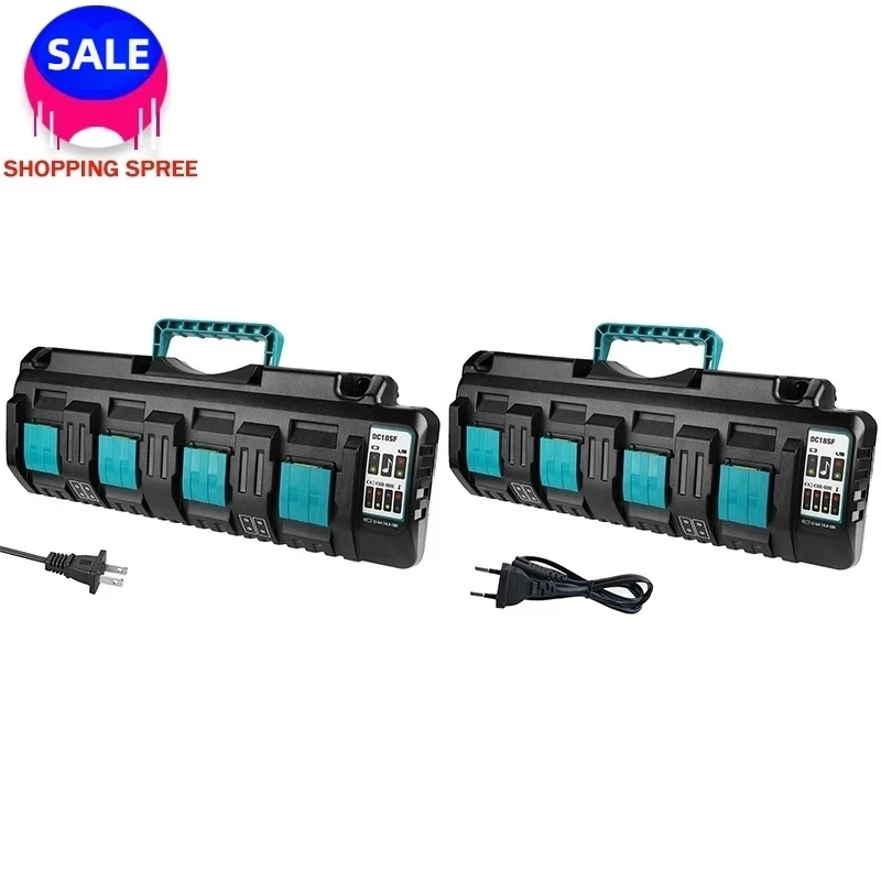 Зарядное устройство для литий-ионных аккумуляторов Makita BL1820 BL1830 BL1850 BL1430, DC18SF, 4 порта, 14,4 В, 18 в, 4X3A
Зарядное устройство для литий-ионных аккумуляторов Makita BL1820 BL1830 BL1850 BL1430, DC18SF, 4 порта, 14,4 В, 18 в, 4X3A