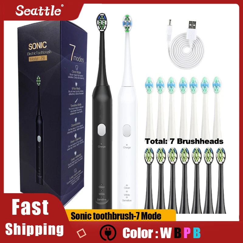 Sonic Electric Toothbrush USB Rechargeable 7 Mode Travel IPX7 Waterproof Cleaning Toothbrush With 7 Replacement Brush Heads
Sonic Electric Toothbrush USB Rechargeable 7 Mode Travel IPX7 Waterproof Cleaning Toothbrush With 7 Replacement Brush Heads