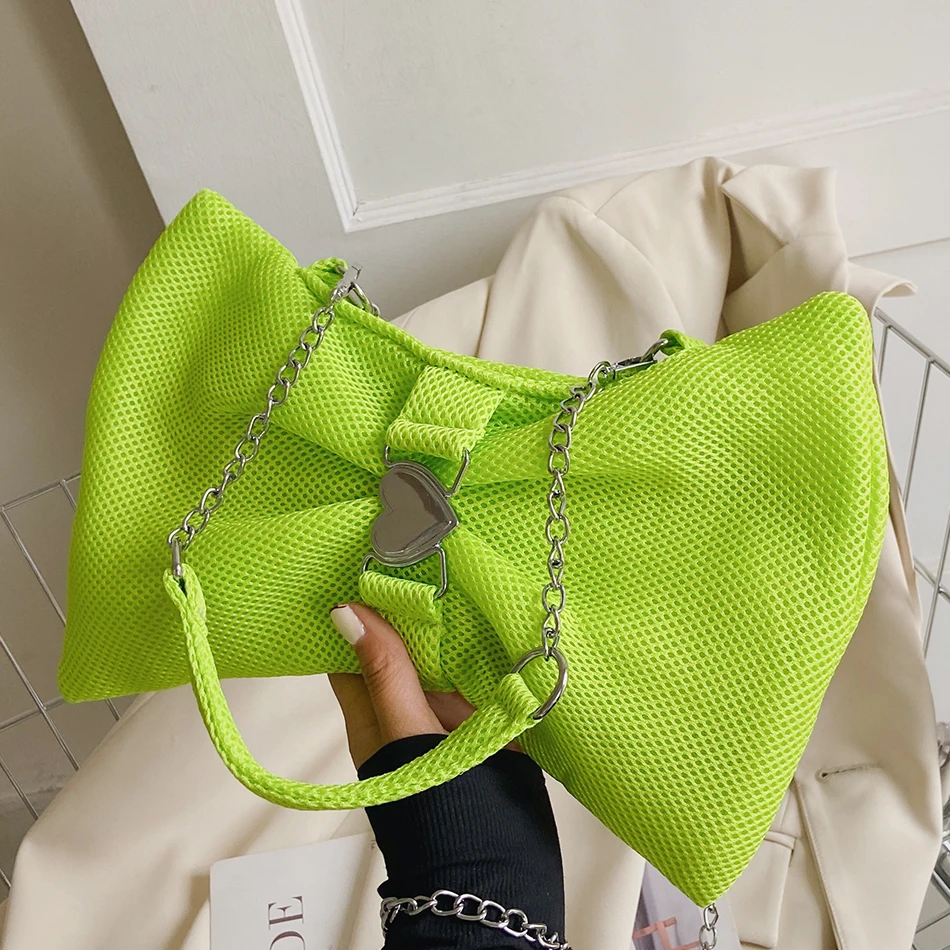 Fashion Women's Bow Underarm Bag Heart-shaped Design Purses and Handbags Luxury Mesh Nylon Shoulder Crossbody Bags for Women New
Fashion Women's Bow Underarm Bag Heart-shaped Design Purses and Handbags Luxury Mesh Nylon Shoulder Crossbody Bags for Women New