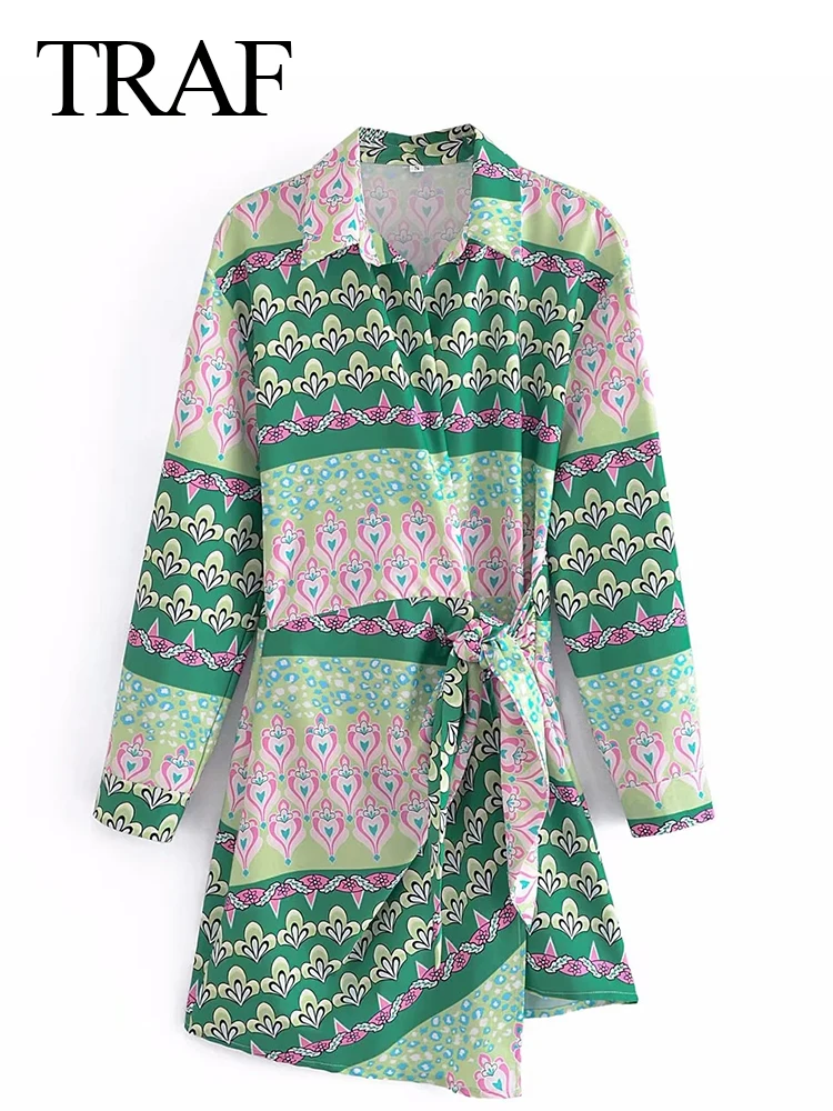 TRAF Vintage Green Printed Waist Tie Irregular Hem Dress Casual Fashion Lightweight Comfortable Long Sleeve Women's Dress 
TRAF Vintage Green Printed Waist Tie Irregular Hem Dress Casual Fashion Lightweight Comfortable Long Sleeve Women's Dress