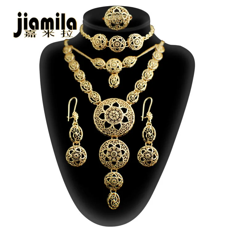 JIAMILA Saudi Arabia Necklace Bracelet ring earrings Dubai 24k Gold Plated Jewelry Sets Ethiopian Nigeria Women Bridal Jewellery
JIAMILA Saudi Arabia Necklace Bracelet ring earrings Dubai 24k Gold Plated Jewelry Sets Ethiopian Nigeria Women Bridal Jewellery