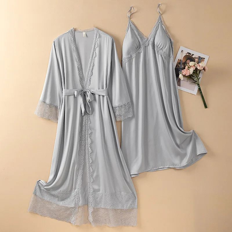 Two Piece Set Women Satin Kimono Bathrobe Gown Sexy Long Robe Chemise Nightgown Loose Home Dressing Gown Nightdress Loungewear
Two Piece Set Women Satin Kimono Bathrobe Gown Sexy Long Robe Chemise Nightgown Loose Home Dressing Gown Nightdress Loungewear