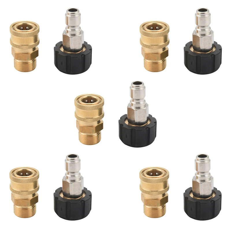 10X Pressure Washer Adapter Set, Quick Connect Kit, Metric M22 15Mm Female Swivel To M22 Male Fitting, 5000 Psi
10X Pressure Washer Adapter Set, Quick Connect Kit, Metric M22 15Mm Female Swivel To M22 Male Fitting, 5000 Psi