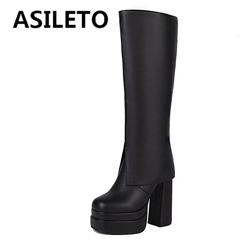 ASILETO Knee High Boots for women Sexy Cool Square Toe Block Super High Heels Platform Big Size 34-43 Solid Fashion Winter shoes
ASILETO Knee High Boots for women Sexy Cool Square Toe Block Super High Heels Platform Big Size 34-43 Solid Fashion Winter shoes