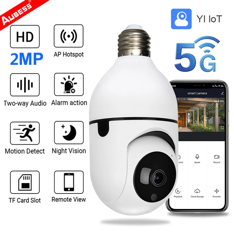 5G Wifi E27 Bulb Surveillance Camera Night Vision Full Color Automatic Human Tracking 4X Digital Zoom Video Security Monitor Cam
5G Wifi E27 Bulb Surveillance Camera Night Vision Full Color Automatic Human Tracking 4X Digital Zoom Video Security Monitor Cam