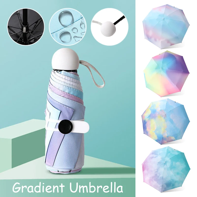 Mini Portable Umbrella Colorful Gradient Sunshade Anti UV 5Folding Sun Umbrella Women Summer Outdoor Sunscreen Umbrellas 
Mini Portable Umbrella Colorful Gradient Sunshade Anti UV 5Folding Sun Umbrella Women Summer Outdoor Sunscreen Umbrellas