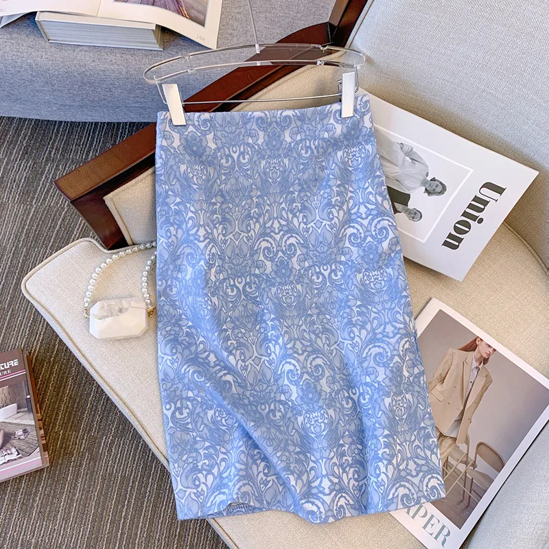Vintage Jacquard Skirt Women Summer Light Luxury Elegant Bag Hip High Waist Thin Split Skirt One Step Midi Skirt q255
Vintage Jacquard Skirt Women Summer Light Luxury Elegant Bag Hip High Waist Thin Split Skirt One Step Midi Skirt q255
