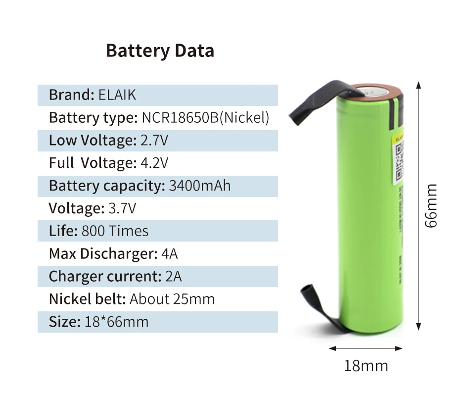 6-30PCS ELAIK new original NCR18650B 3.7V 3400mAh 18650 rechargeable lithium battery for battery+DIY nickel piece battery
6-30PCS ELAIK new original NCR18650B 3.7V 3400mAh 18650 rechargeable lithium battery for battery+DIY nickel piece battery