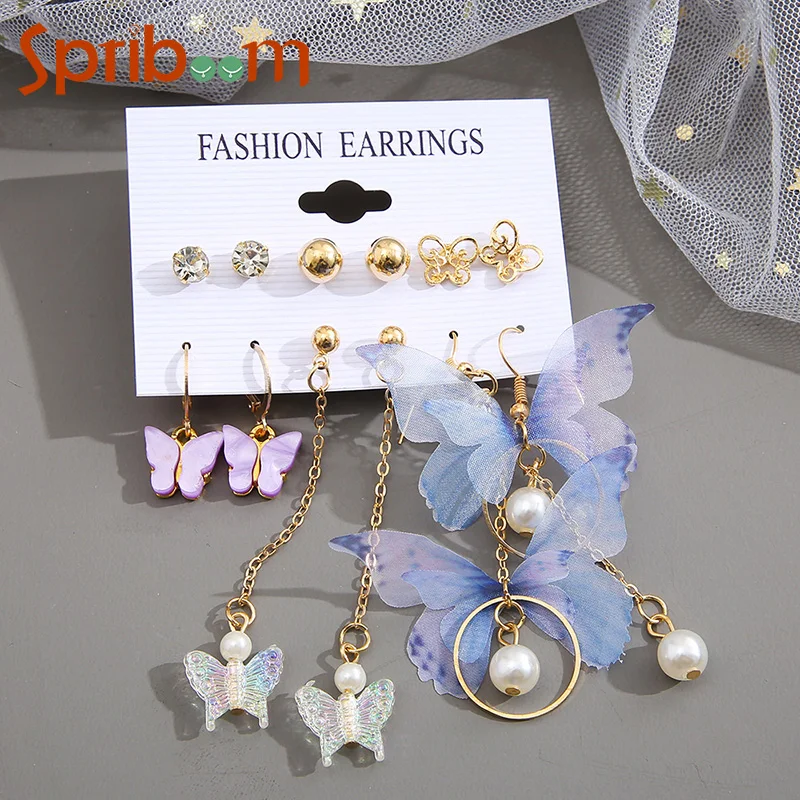 Fashion Butterfly Earrings Set Imitation Pearls Acrylic Asymmetric Earrings Rhinestones Earring Aesthetic Jewelry for Women Gift
Fashion Butterfly Earrings Set Imitation Pearls Acrylic Asymmetric Earrings Rhinestones Earring Aesthetic Jewelry for Women Gift
