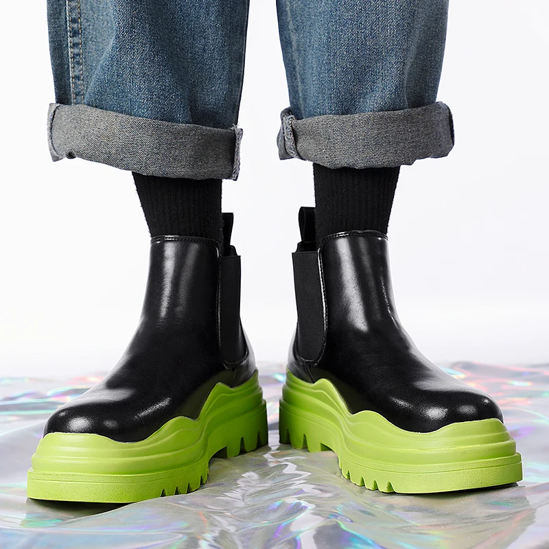 Ботильоны мужские на платформе, элегантные ботинки челси из искусственной кожи, без застежки, классические, водонепроницаемые, весна-зима 
Ботильоны мужские на платформе, элегантные ботинки челси из искусственной кожи, без застежки, классические, водонепроницаемые, весна-зима