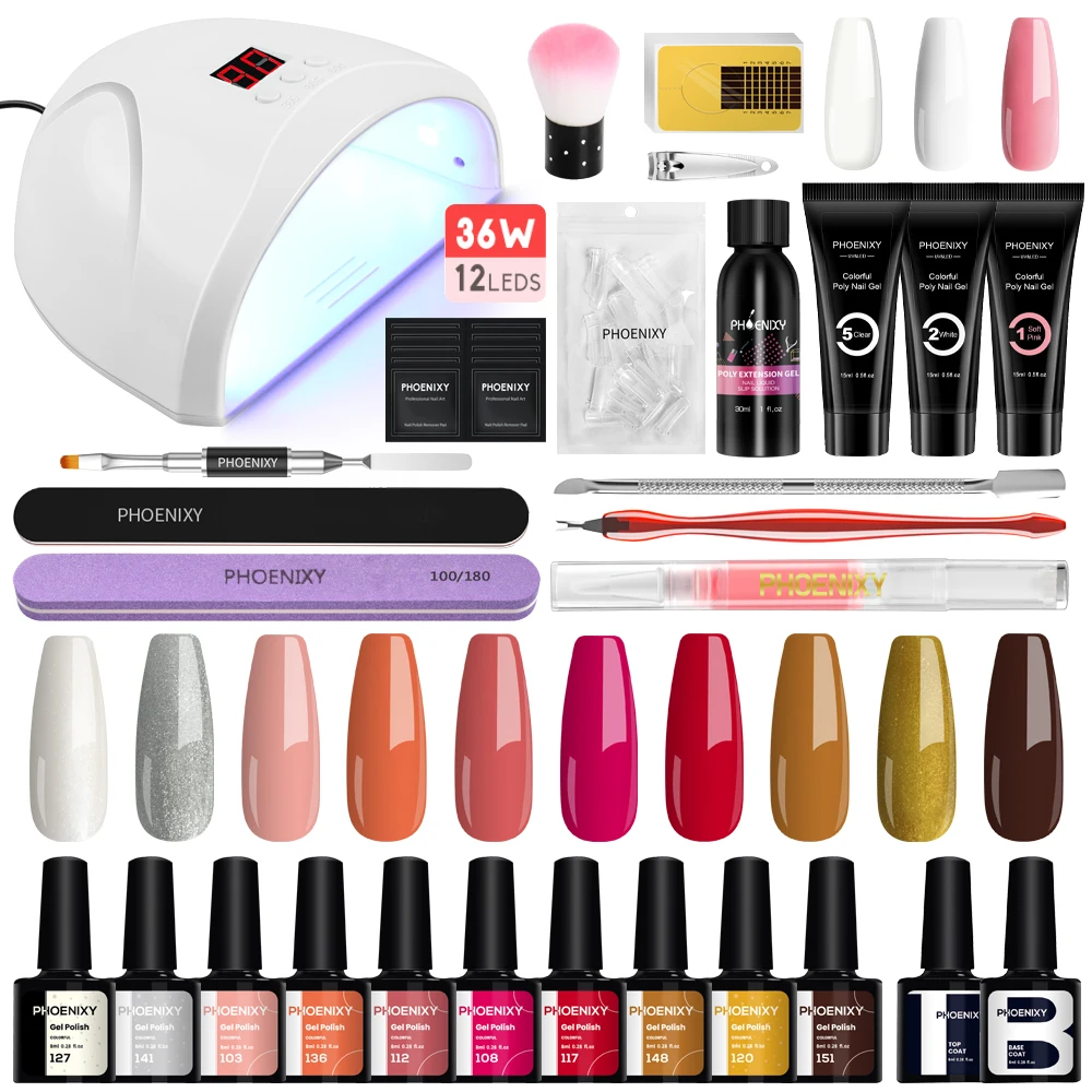 Manicure Set Poly Nail Gel with 36W UV Lamp Gel Nail Polish Kit Semi Permanent Varnish for Nail Design at Home Nail Art Tool Set
Manicure Set Poly Nail Gel with 36W UV Lamp Gel Nail Polish Kit Semi Permanent Varnish for Nail Design at Home Nail Art Tool Set