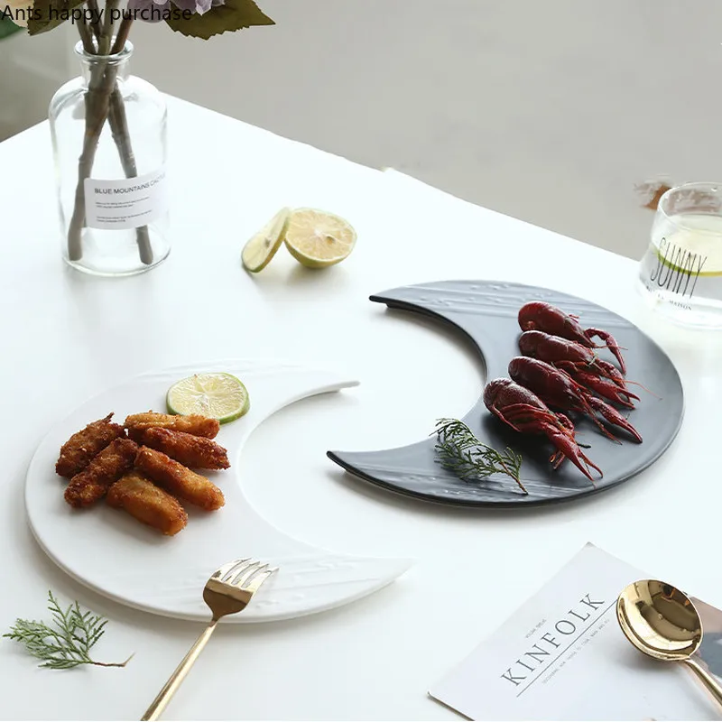 Black White Moon Shape Ceramic Plate Irregular Sushi Dish Dinner Plates Pastry Dessert Decor Plate Restaurant Tableware Dish
Black White Moon Shape Ceramic Plate Irregular Sushi Dish Dinner Plates Pastry Dessert Decor Plate Restaurant Tableware Dish