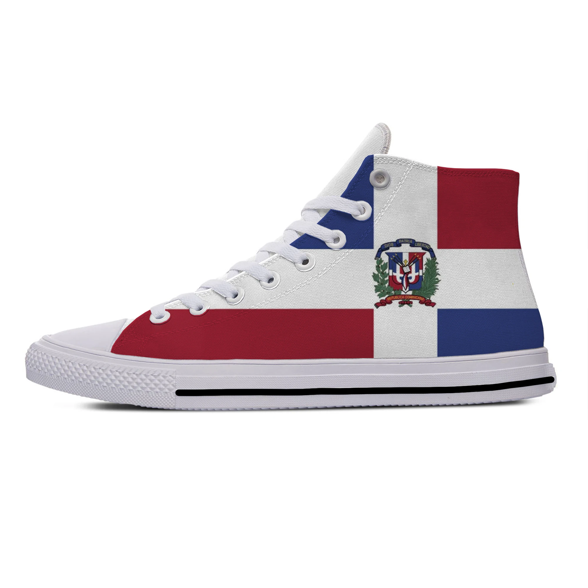 

Dominican Republic Pride Flag Patriotic Fashion Casual Cloth Shoes High Top Lightweight Breathable 3D Print Men Women Sneakers