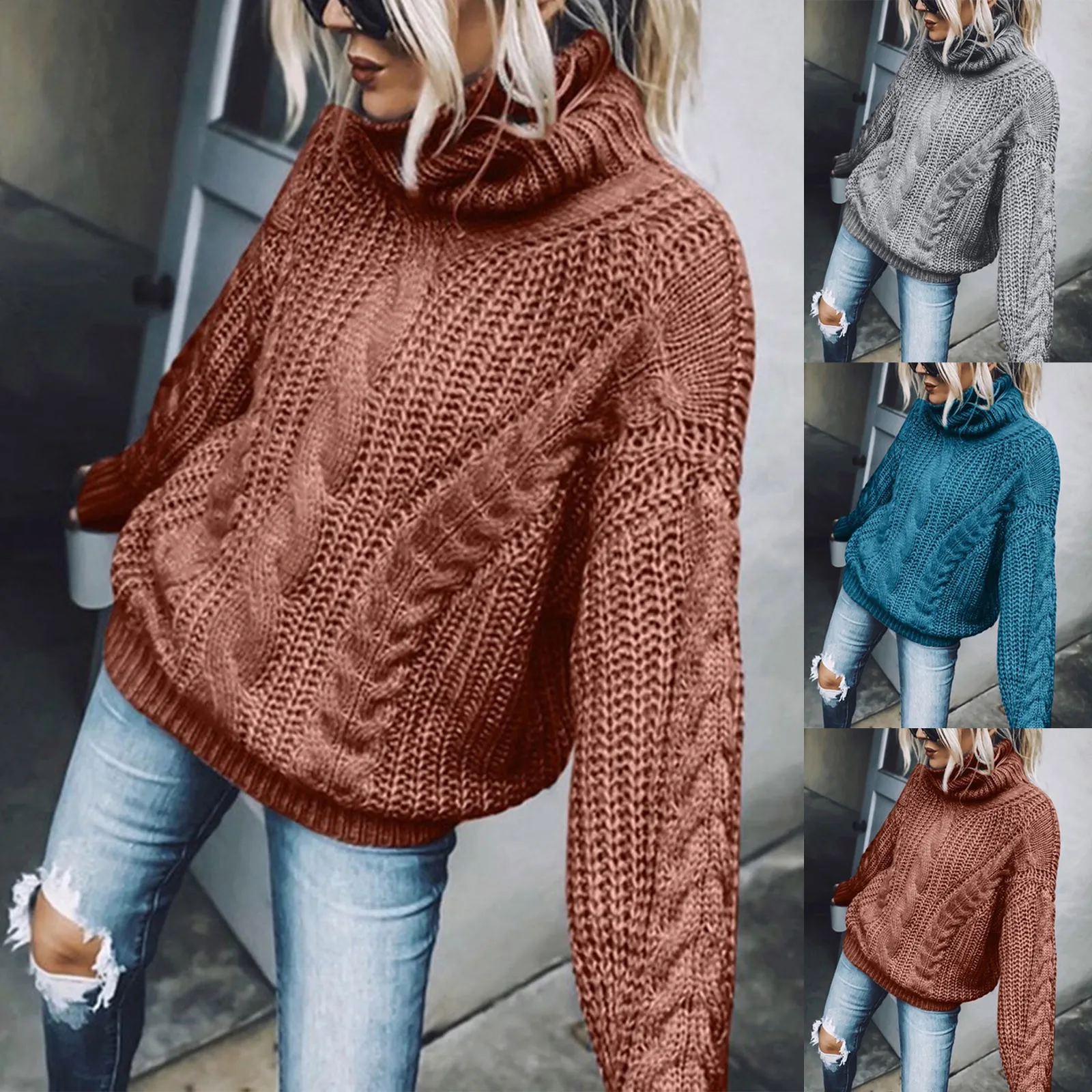 2022 Women's Loose Long-sleeved Knitted Turtleneck Sweater New Fashion Casual Solid Color Top Warm Sweater Ladies Streetwear
2022 Women's Loose Long-sleeved Knitted Turtleneck Sweater New Fashion Casual Solid Color Top Warm Sweater Ladies Streetwear