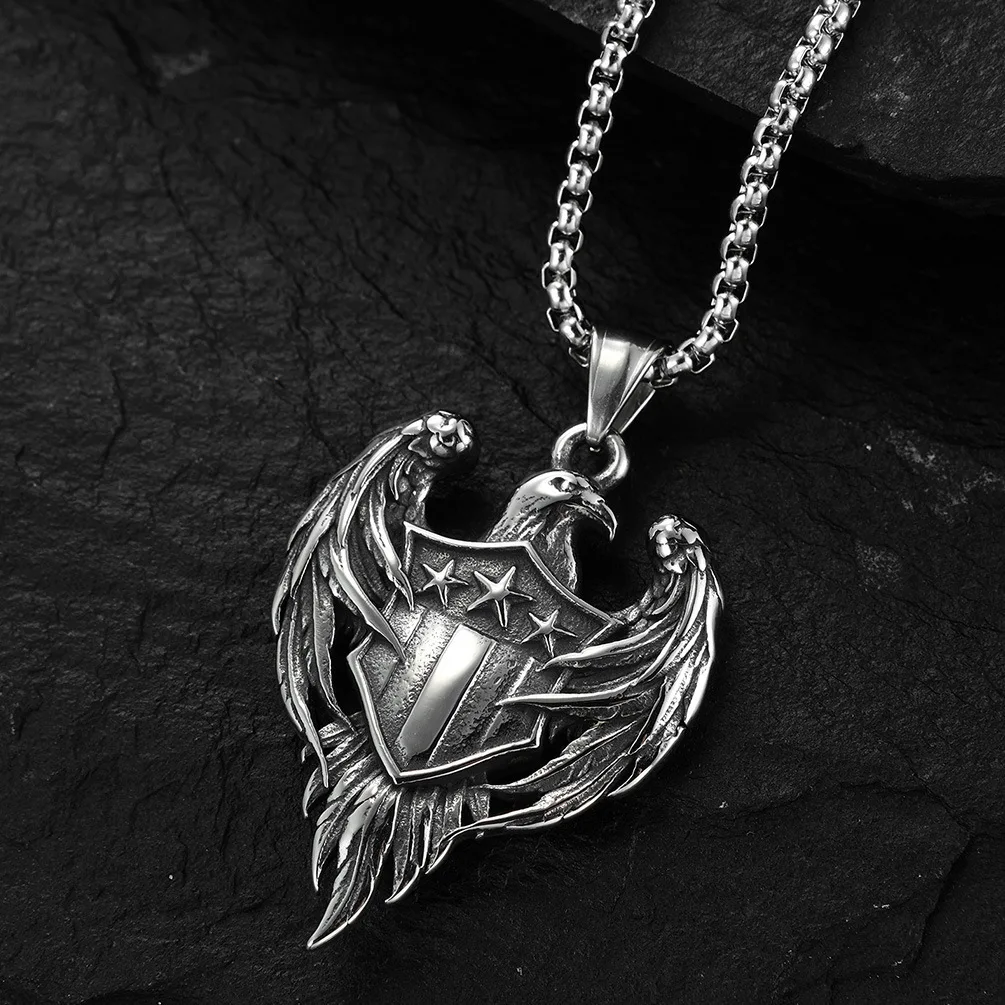 Fashion New 2022 Stainless Steel Feather Eagle Shield Necklace Pendant High Quality Jewelry for Men Women Jewelry Gifts 
Fashion New 2022 Stainless Steel Feather Eagle Shield Necklace Pendant High Quality Jewelry for Men Women Jewelry Gifts