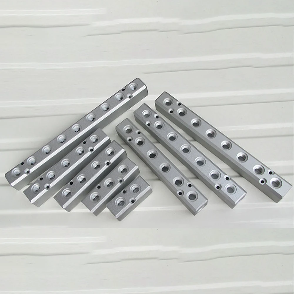 

BSP 1/2" In G1/4" Out 2 3 4 5 6 7 8 9 10 Ways 30x30mm Pneumatic Aluminum Manifold Block Splitter