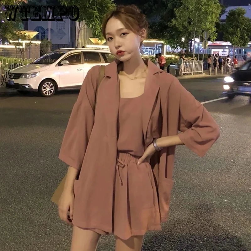 WTEMPO Summer Women's Suit Matching Shorts Female Solid Vests + Elastic High Waist Shorts + Blazers Three Pieces Sets Outfits
WTEMPO Summer Women's Suit Matching Shorts Female Solid Vests + Elastic High Waist Shorts + Blazers Three Pieces Sets Outfits