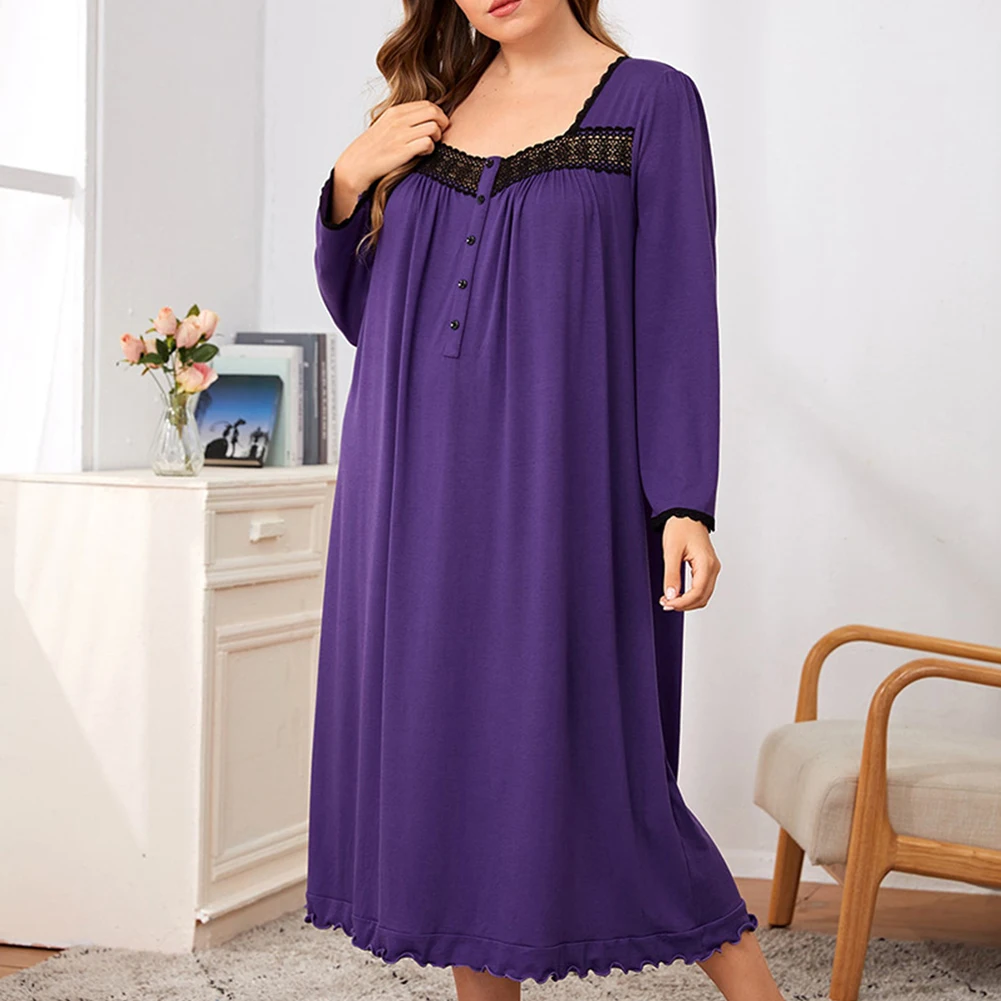 Plus Size 5XL Pajamas Nightdress Women Long Sleeve Square Collar Sleepwear Solid Loose Autumn Homewear Comfortable Noghtgown A30
Plus Size 5XL Pajamas Nightdress Women Long Sleeve Square Collar Sleepwear Solid Loose Autumn Homewear Comfortable Noghtgown A30