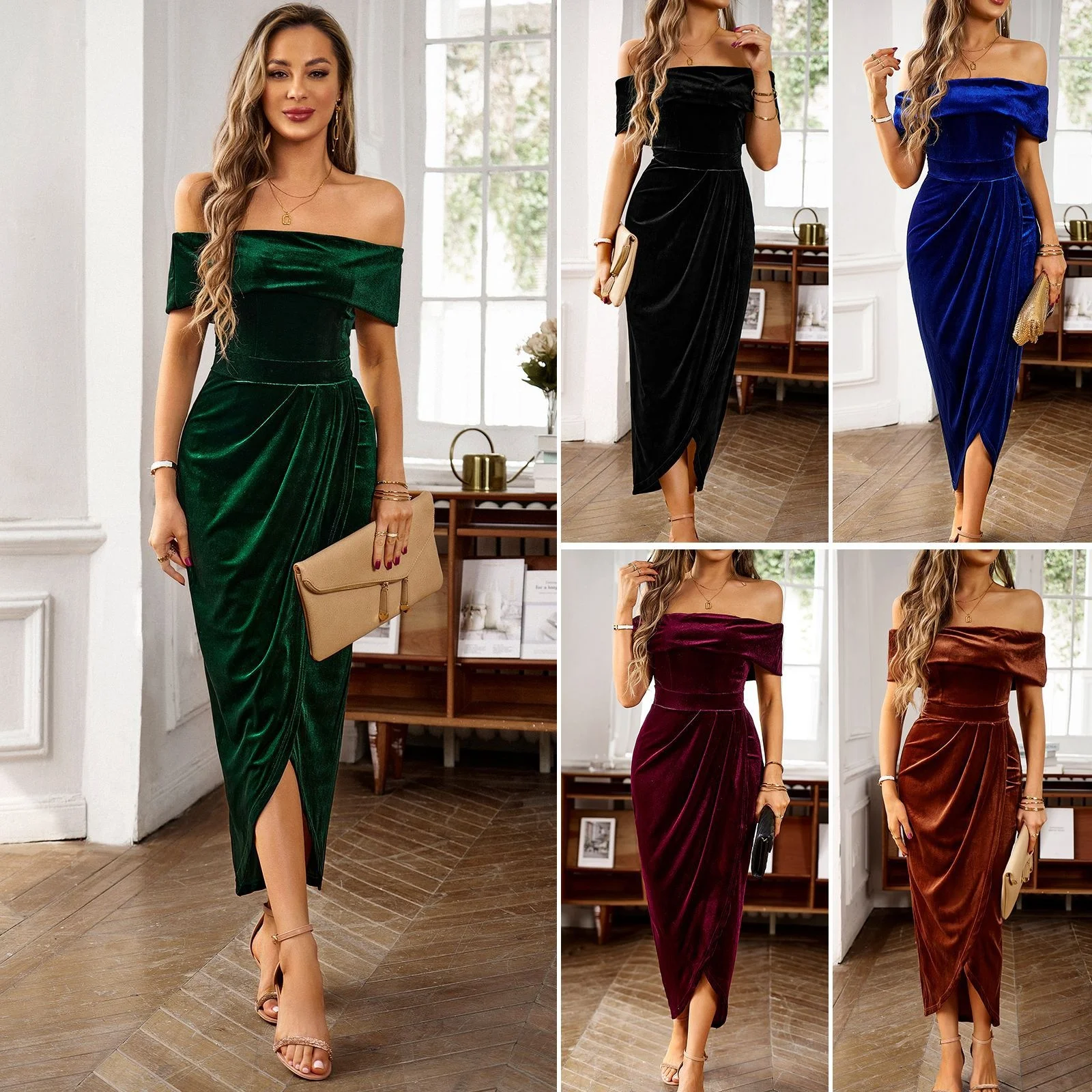 2023Casual print elegant dress, Velvet Dress Autumn/Winter Elegant One Shoulder Long Dress
2023Casual print elegant dress, Velvet Dress Autumn/Winter Elegant One Shoulder Long Dress