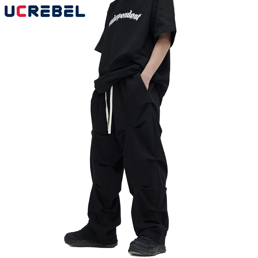 Solid Color Pleated Drawstring Casual Pants Mens Loose Elastic Waist Streetwear Straight-leg Pants Men
Solid Color Pleated Drawstring Casual Pants Mens Loose Elastic Waist Streetwear Straight-leg Pants Men