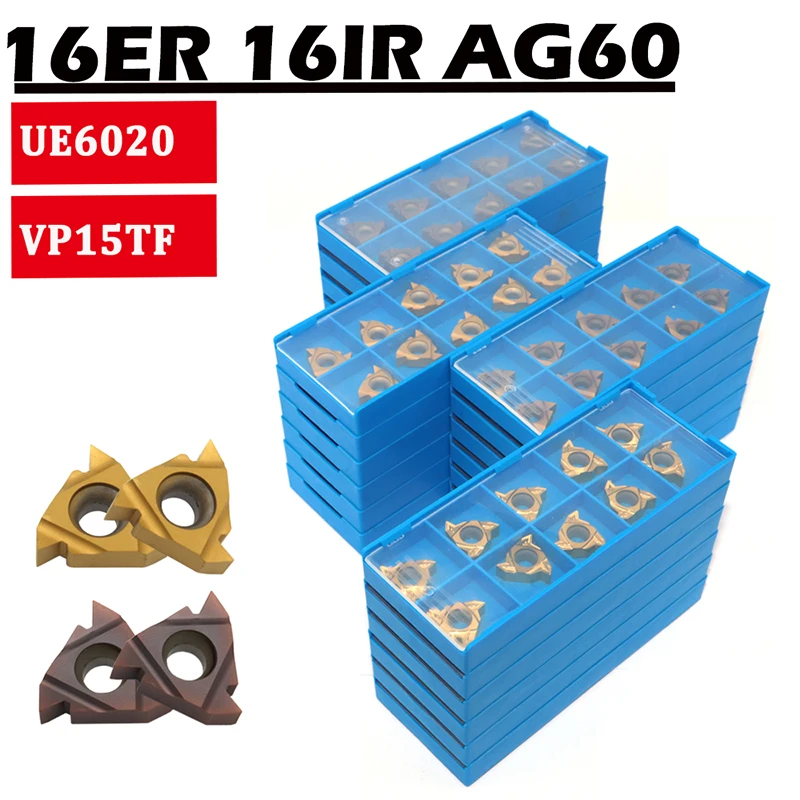 10PCS Carbide Blade 16IR 16ER AG60 VP15TF UE6020 Thread Turning Tools CNC Lathe Tools 16IR Turning Lathe Insert
10PCS Carbide Blade 16IR 16ER AG60 VP15TF UE6020 Thread Turning Tools CNC Lathe Tools 16IR Turning Lathe Insert