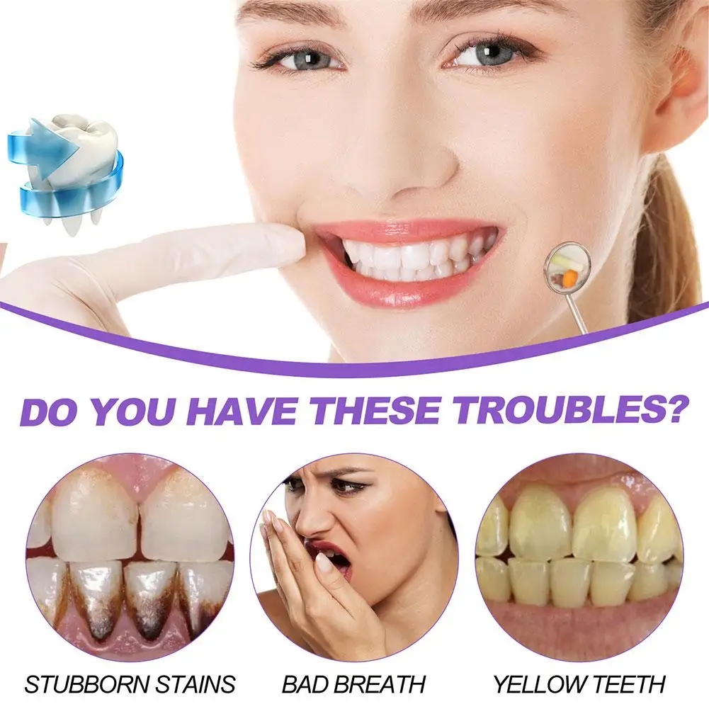 

30 мл V34 фиолетовая отбеливающая зубная паста, удаление пятен, уменьшение желтения, уход за зубами, деснами, свежее дыхание, осветление зубов 2023 Y2T7