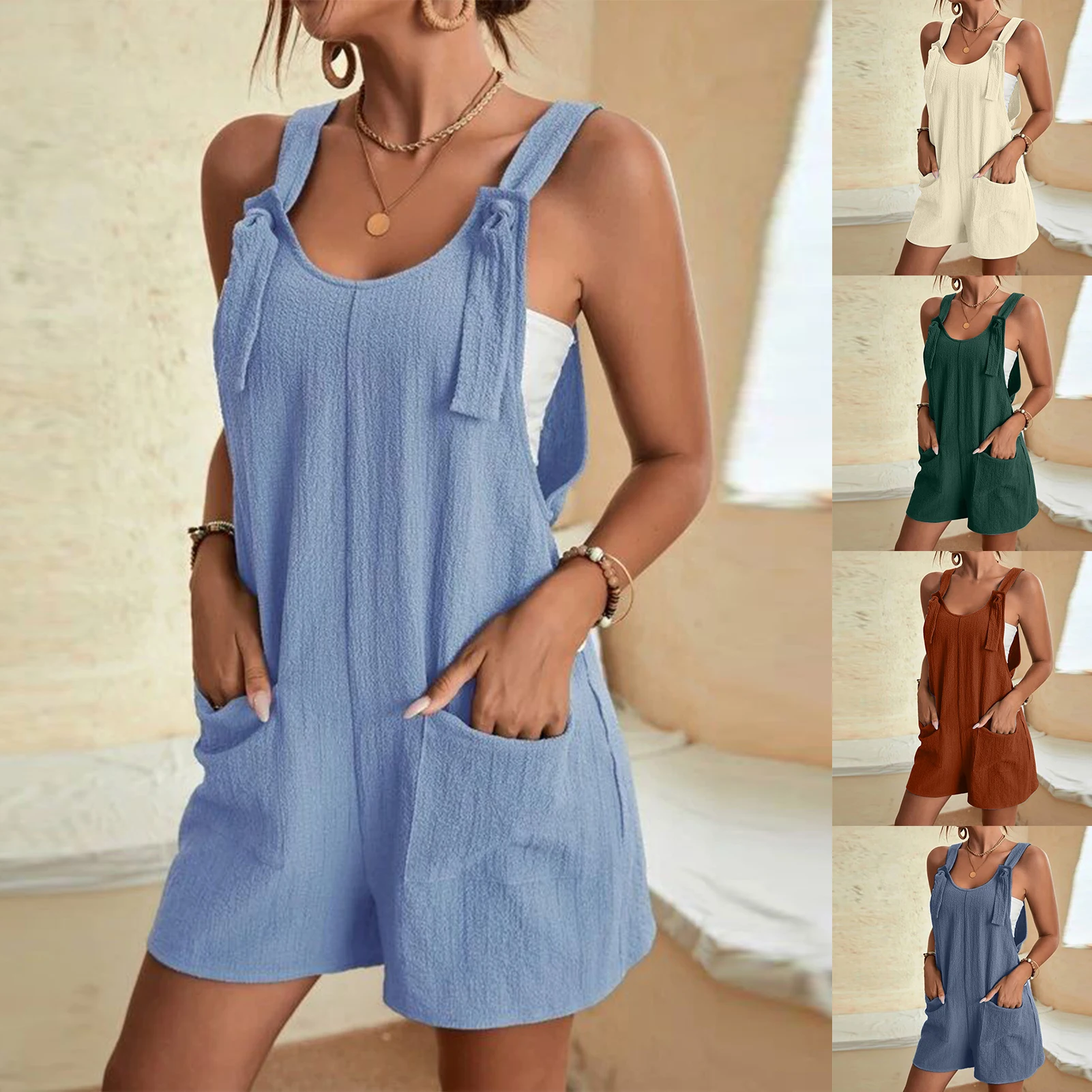 Women Suspender Jumpsuit Solid Color Tank Jumpsuits Spaghetti Strap Mid Waist FemaleTolid Color Pocket Streetwear Romper 2023
Women Suspender Jumpsuit Solid Color Tank Jumpsuits Spaghetti Strap Mid Waist FemaleTolid Color Pocket Streetwear Romper 2023