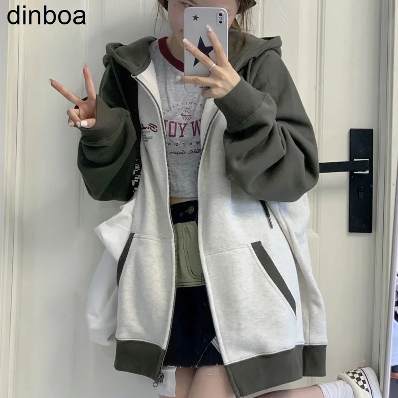 Dinboa-hoodies Women Harajuku Zip Hoodie Oversized Sweatshirt Preppy Style Korean Y2k Fashion Pair Long Sleeve Outerwear Autumn
Dinboa-hoodies Women Harajuku Zip Hoodie Oversized Sweatshirt Preppy Style Korean Y2k Fashion Pair Long Sleeve Outerwear Autumn