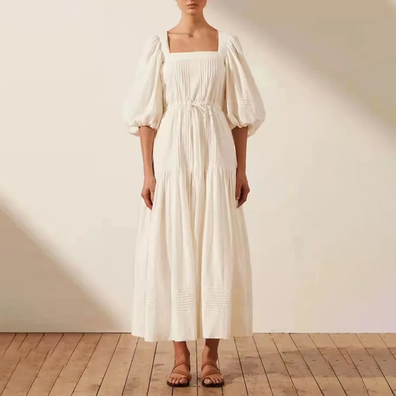 Hot Sale Women Solid Dress Fashion Square Collar Puff Sleeve Backless Dresses D4610
Hot Sale Women Solid Dress Fashion Square Collar Puff Sleeve Backless Dresses D4610