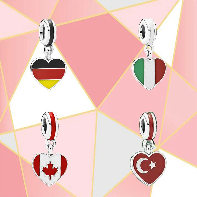 New 100% High Quality S925 Sterling Silver Heart Flag And Canadian Flag Heart Pendant Fashion Diy Original Bracelet Ornament
New 100% High Quality S925 Sterling Silver Heart Flag And Canadian Flag Heart Pendant Fashion Diy Original Bracelet Ornament
