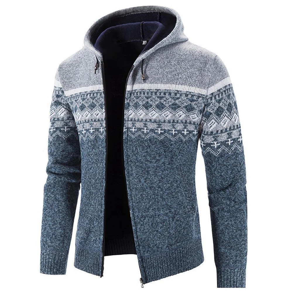 Winter Man Knit Fleece Lined Hooded Jacket Cardigan Print Color Patchwork Coat Sweatshirt Knitwears Jackets Clothing For Men
Winter Man Knit Fleece Lined Hooded Jacket Cardigan Print Color Patchwork Coat Sweatshirt Knitwears Jackets Clothing For Men